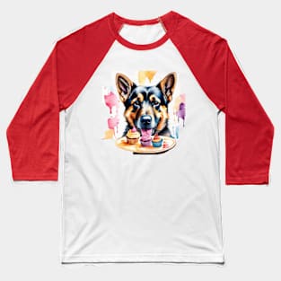 German sheperds dog eating cupcakes cute gift ideas for all Baseball T-Shirt